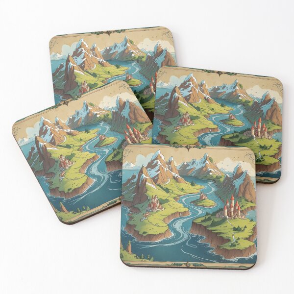 Item preview, An artistic fantasy map of an imaginary island with mountains designed and sold by Artshopprivate.