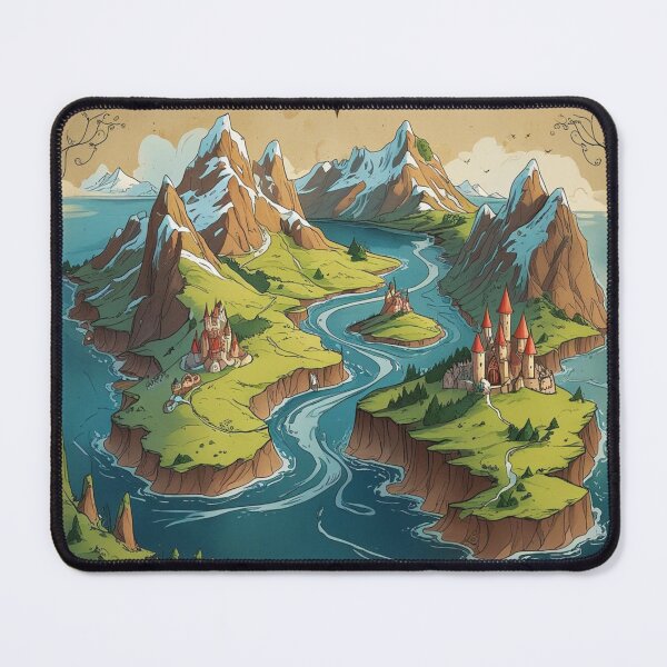 Item preview, An artistic fantasy map of an imaginary island with mountains designed and sold by Artshopprivate.