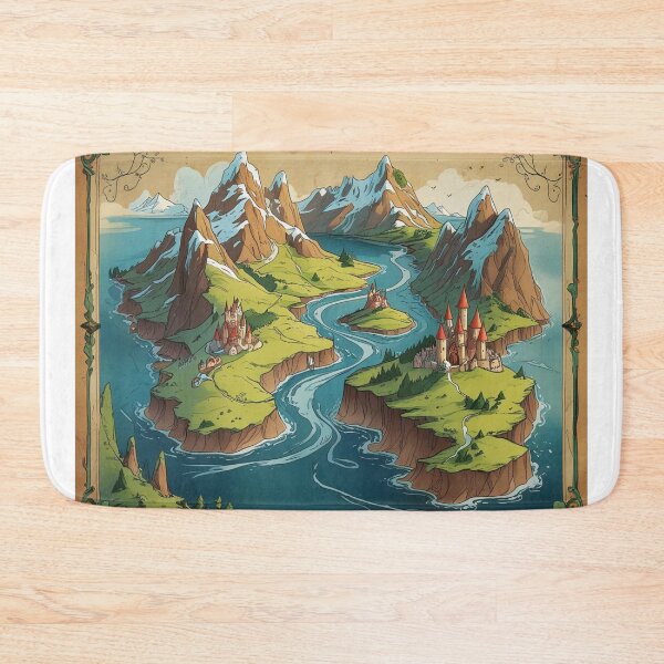 Item preview, An artistic fantasy map of an imaginary island with mountains designed and sold by Artshopprivate.