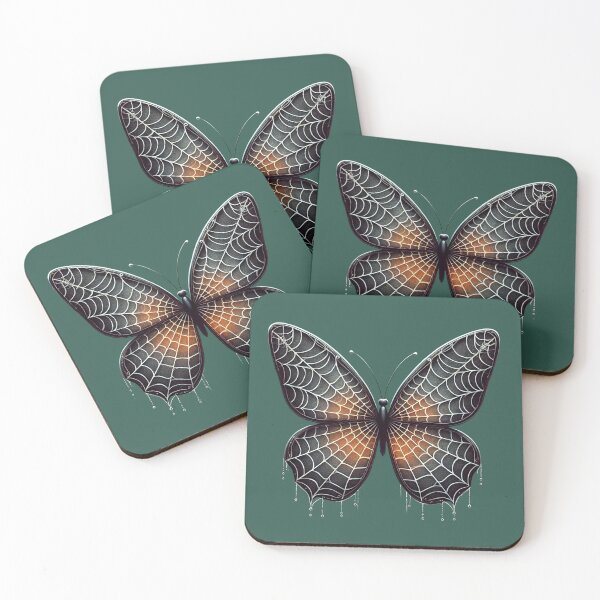 Item preview, Gothic Halloween Butterfly with Spiderweb Wings – Dark Spooky Aesthetic designed and sold by asudesign.