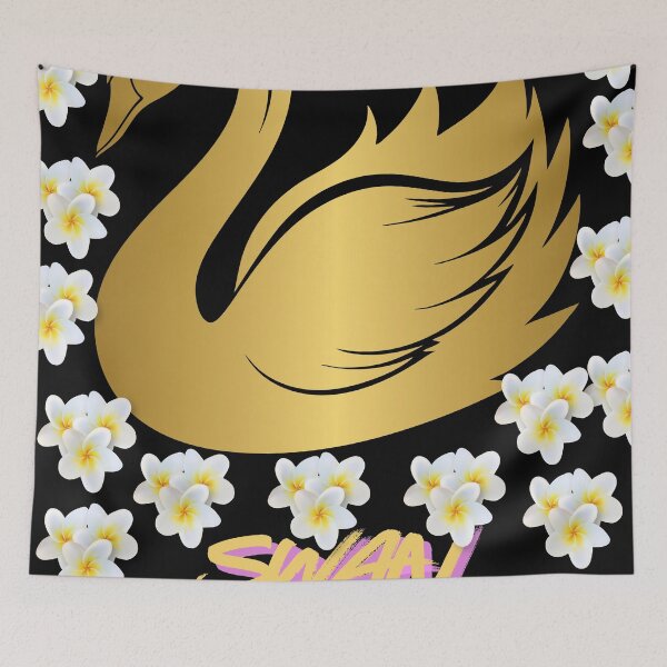 Item preview, Golden swan with white plumeria flowers  designed and sold by Cre8Gift.