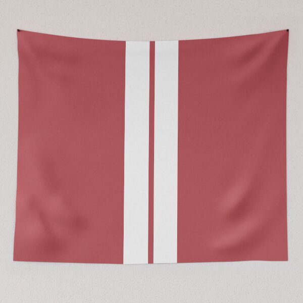 Item preview, Dual Racing Stripes - Large Gap (White - Cranberry Red Background) designed and sold by Racing Stripes Only.