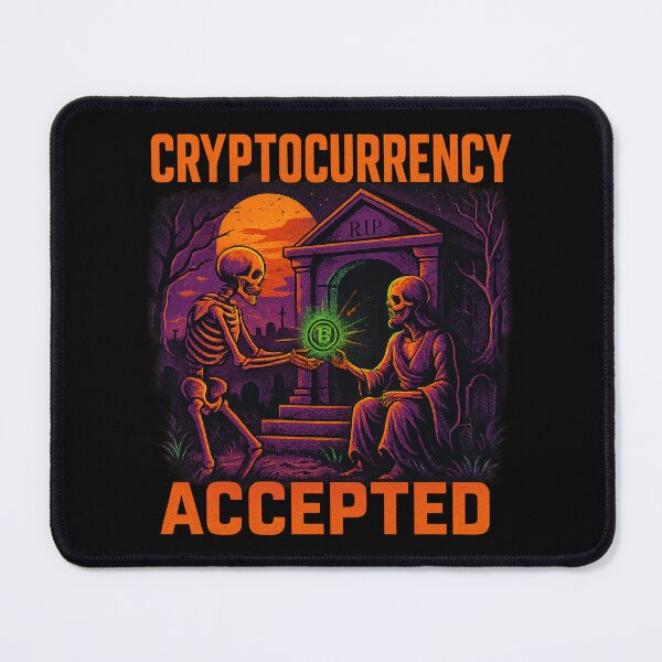 Item preview, Cryptocurrency Accepted Skeletons Passing Coin in Graveyard designed and sold by SWACOL-Creative.