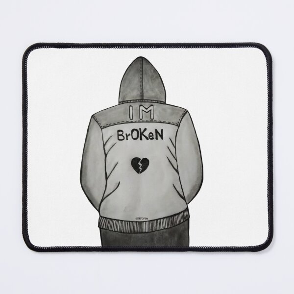Item preview, I’m Broken – Emotional Sketch Hoodie Design | Sad Aesthetic Art designed and sold by EditopiaArt.