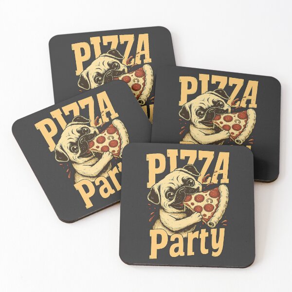 Artikelvorschau, Pizza Party Mops – Lustiges Hunde-Pizzaliebhaber-Design entworfen und verkauft von SnapLabDesigns.