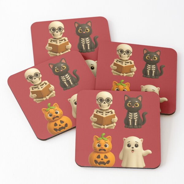 Item preview, Cute Halloween – Pumpkin, Ghost, Cat & Skeleton. Halloween Mignon – Citrouille, Fantôme, Chat et Squelette designed and sold by Drawingshirts.