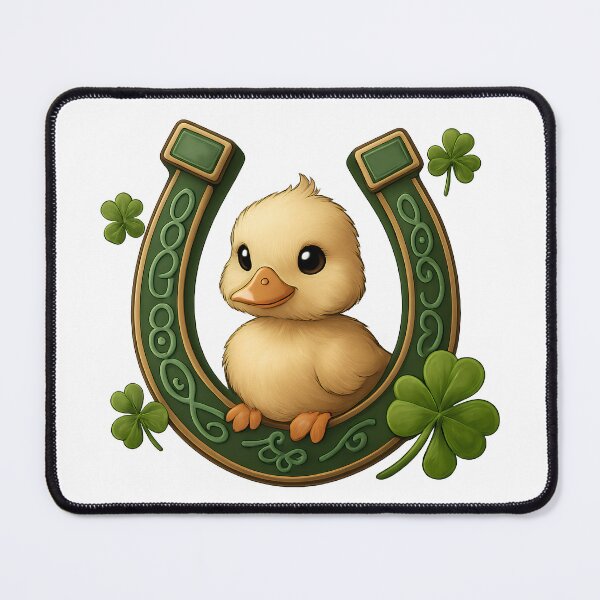 Item preview, Kawaii Duck and Lucky Clovers with Celtic Motif – St. Patrick’s Day Style designed and sold by TeeTimeTreasure.
