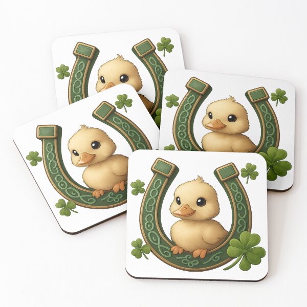 Item preview, Kawaii Duck and Lucky Clovers with Celtic Motif – St. Patrick’s Day Style designed and sold by TeeTimeTreasure.