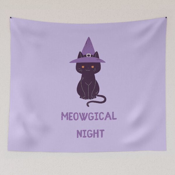 Item preview, Halloween Black Cat with Witch Hat designed and sold by LukaDesign7.