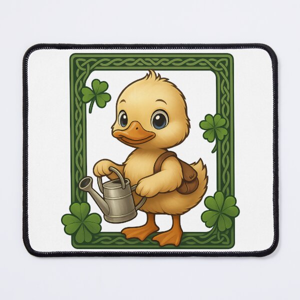 Item preview, Kawaii Duck and Lucky Clovers with Celtic Motif – St. Patrick’s Day Style designed and sold by TeeTimeTreasure.
