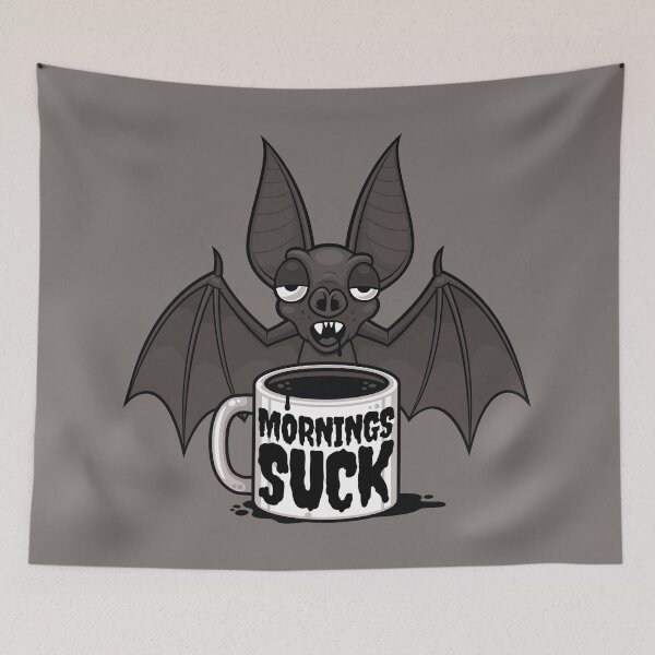 Item preview, Mornings Suck Sleepy Vampire Bat Coffee Humor designed and sold by fizzgig.