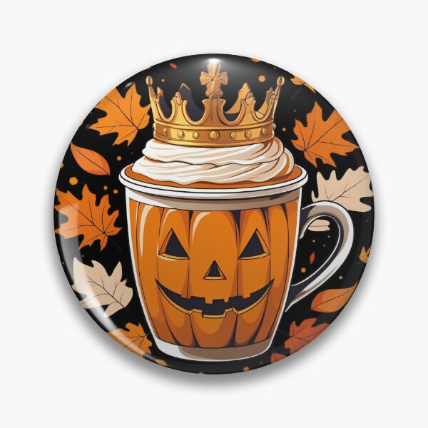 Item preview, Pumpkin Spice Royalty - pumpkin latte cup wearing a golden crown, autumn leaves 5 designed and sold by Neon G.