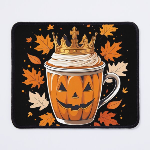 Item preview, Pumpkin Spice Royalty - pumpkin latte cup wearing a golden crown, autumn leaves 5 designed and sold by Neon G.