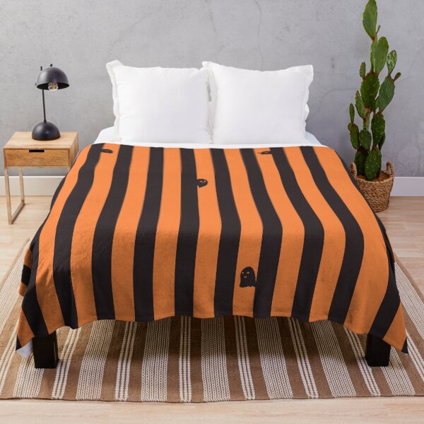 Item preview, Orange and black vertical stripes with tiny Cute ghosts designed and sold by ElixirCraft.