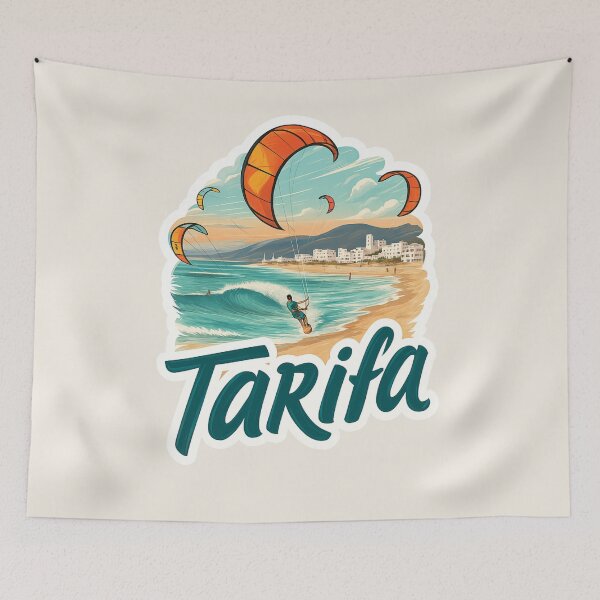 Item preview, Tarifa Spain Vintage Travel Sticker - Retro Surf & Kitesurf Design designed and sold by Blurbean.