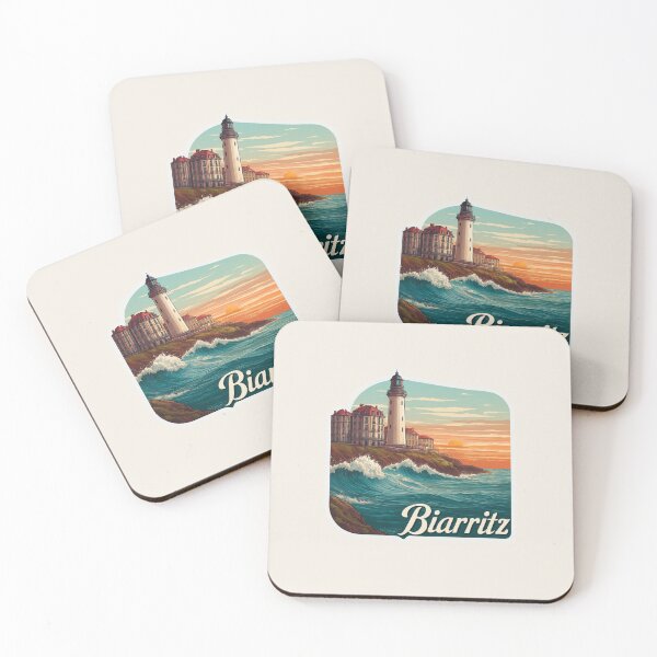 Item preview, Biarritz France Vintage Travel Sticker - Retro Lighthouse & Surf Design designed and sold by Blurbean.