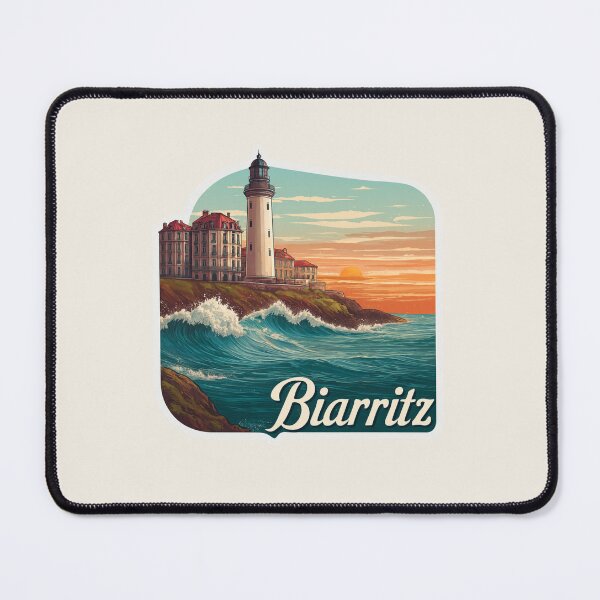 Item preview, Biarritz France Vintage Travel Sticker - Retro Lighthouse & Surf Design designed and sold by Blurbean.