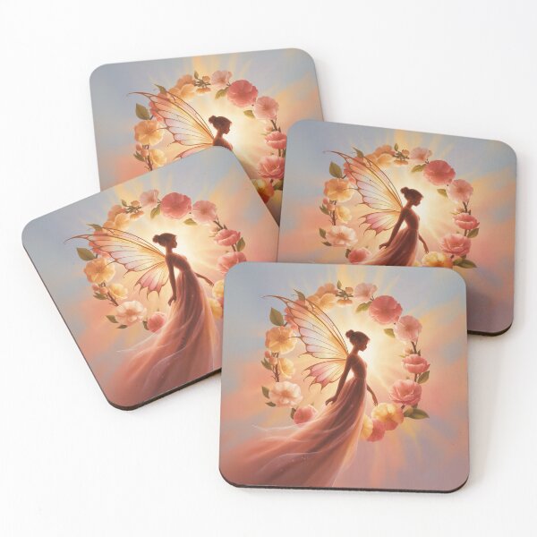 Item preview, Luminous fairy surrounded by flowers – Magical illustration at dawn designed and sold by FusiTink.