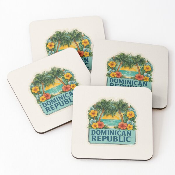Item preview, Dominican Republic Vintage Travel Sticker - Retro Caribbean Sunset & Palm Trees designed and sold by Blurbean.