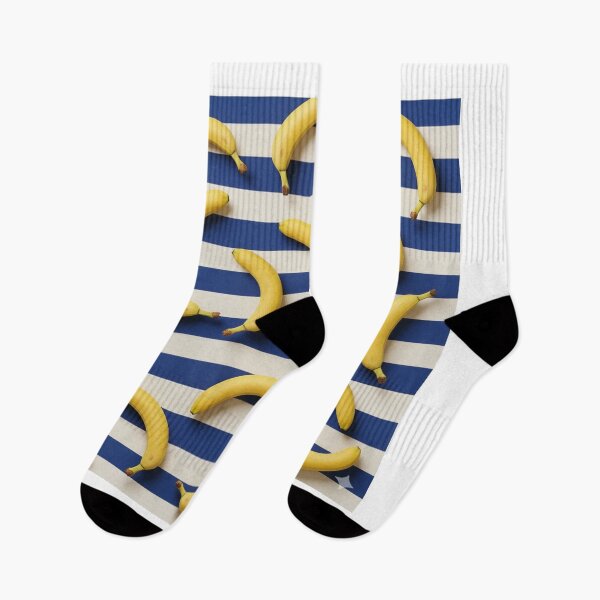 Item preview, Minimalist Bananas on Blue Striped Background designed and sold by NarjaShop.