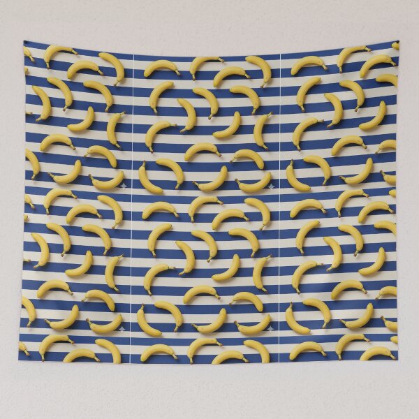 Item preview, Minimalist Bananas on Blue Striped Background designed and sold by NarjaShop.