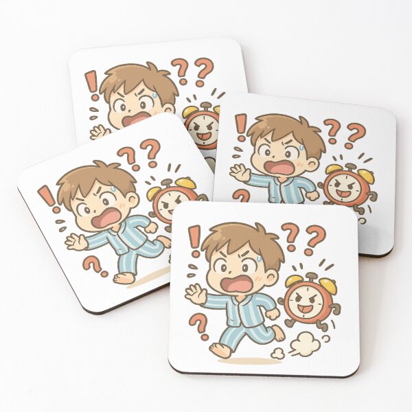 Item preview, Kawaii Chibi Boy Running from Alarm Clock – Funny Cartoon Design designed and sold by MK-WOOD.