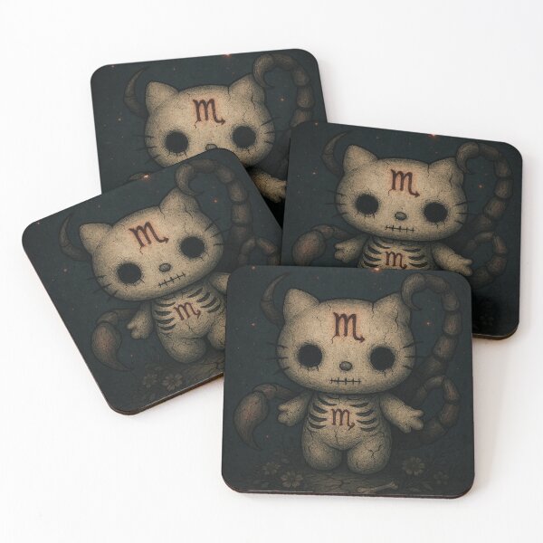 Item preview, Sinister Scorpio: dark cat with scorpion tails and constellations designed and sold by art-emissa.