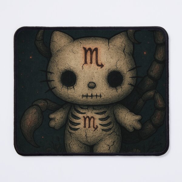 Item preview, Sinister Scorpio: dark cat with scorpion tails and constellations designed and sold by art-emissa.