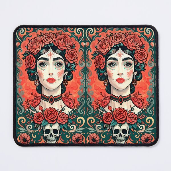 Item preview, Colorful Catrina Illustration - Day of the Dead Art and Mexican Tradition Poster designed and sold by  Ojo de Lilith.