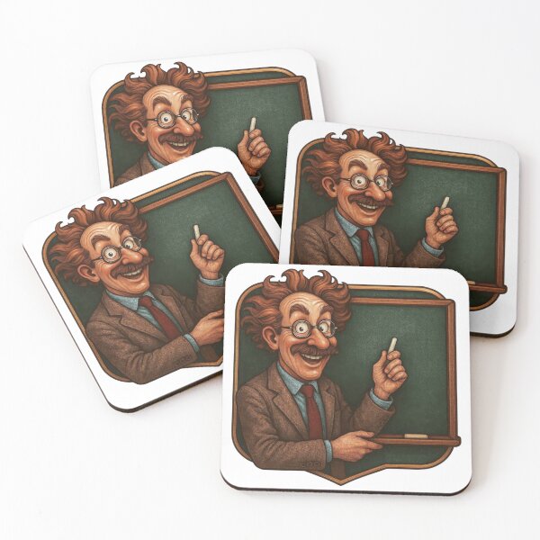 Item preview, Cartoon Professor Gesturing at Green Chalkboard with Chalk in Hand designed and sold by Creative88Art.