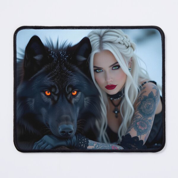 Item preview, Red hair Gothic Girl and Her Wolf designed and sold by GothicRubette.