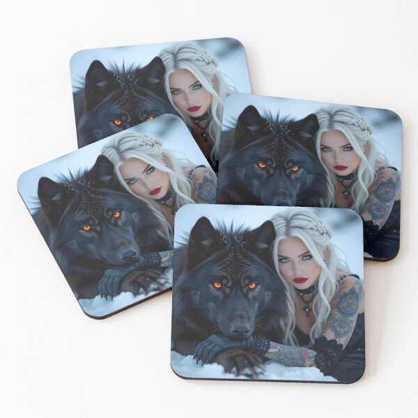 Item preview, Red hair Gothic Girl and Her Wolf designed and sold by GothicRubette.