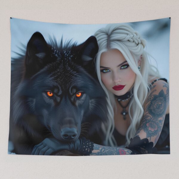 Item preview, Red hair Gothic Girl and Her Wolf designed and sold by GothicRubette.