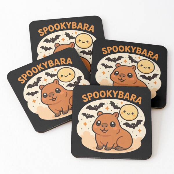 Item preview, Spookybara – Kawaii Halloween Capybara with Bats and Moon designed and sold by Spiritveil.