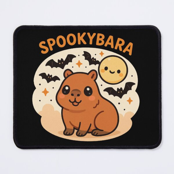Item preview, Spookybara – Kawaii Halloween Capybara with Bats and Moon designed and sold by Spiritveil.