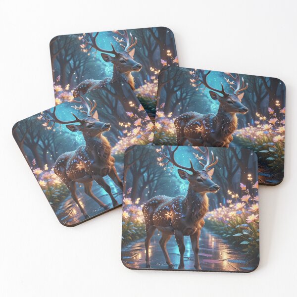 Item preview, Cosmic Wildlife Dreams – Celestial Deer in Forest Light designed and sold by Shouganai-Mind.