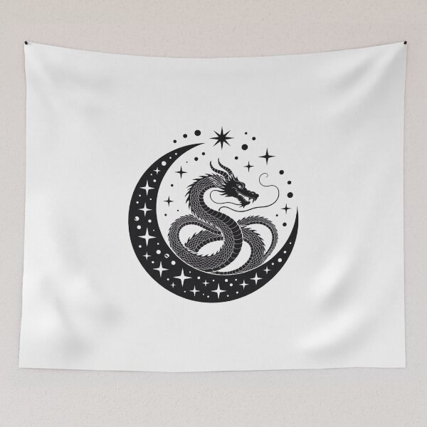 Item preview, Dragon & Moon – Celestial Mythology Art Print designed and sold by teevoxx.