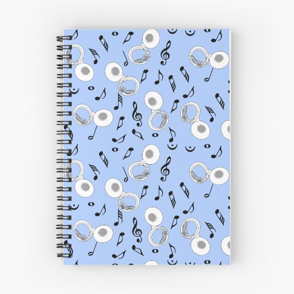 Item preview, White Tubas Black Music Notes Blue designed and sold by BartholGraphics.