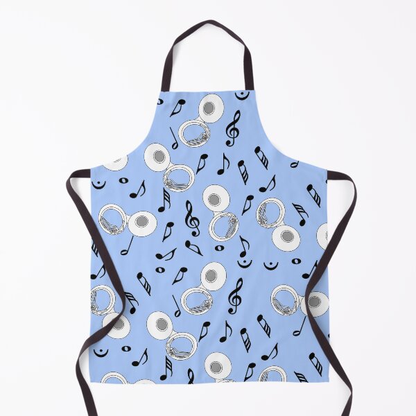 Item preview, White Tubas Black Music Notes Blue designed and sold by BartholGraphics.