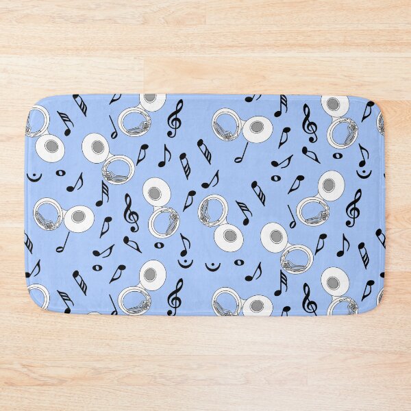 Item preview, White Tubas Black Music Notes Blue designed and sold by BartholGraphics.