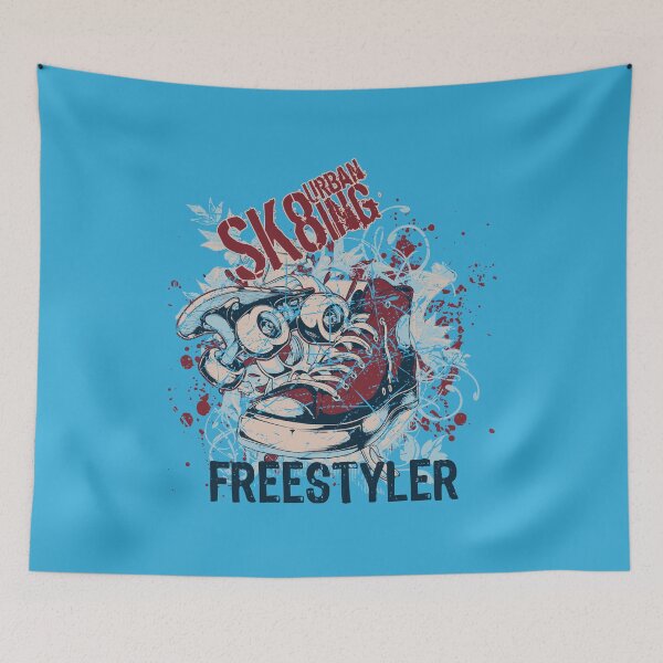 Item preview, Urban Sk8ing Freestiler T-Shirt – Street Skate Vector Graphic Tee, Retro Sneaker & Skateboard Art for City Riders, Rebels & Skate Culture designed and sold by DreamFlux.