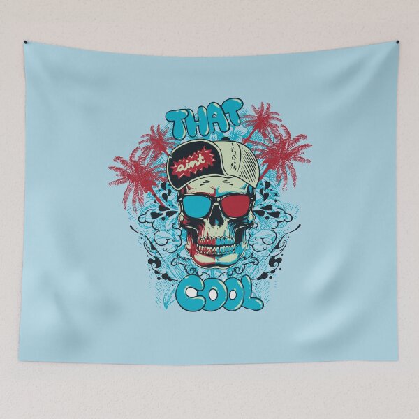 Item preview, That Cool T-Shirt – Skull & Palm Skate Graphic Tee, Retro 80s Vector Art with 3D Glasses for Urban Riders, Skater Rebels & Underground Style designed and sold by DreamFlux.