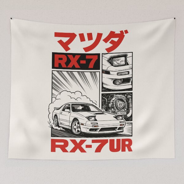 Item preview, Mazda RX-7 FC3S Wallpaper Manga Drift Retro Car  designed and sold by More than Myriad.