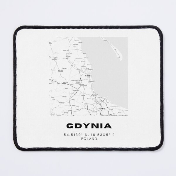 Item preview, Gdynia Poland Map | Modern Minimalist Black and White Print designed and sold by RM-Journey.