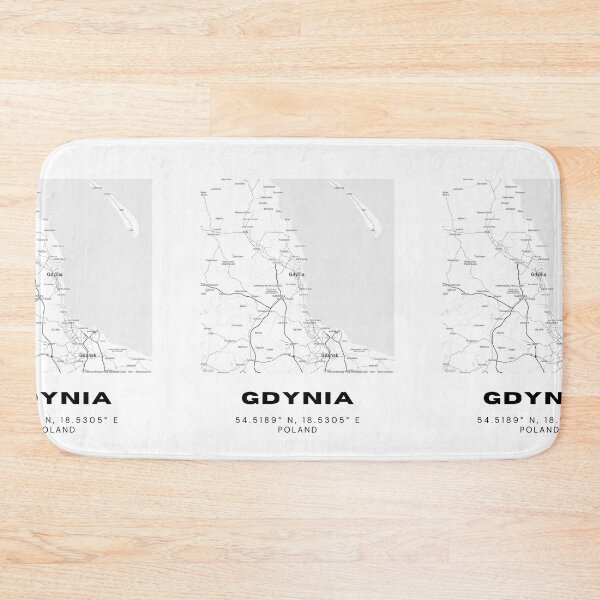 Item preview, Gdynia Poland Map | Modern Minimalist Black and White Print designed and sold by RM-Journey.