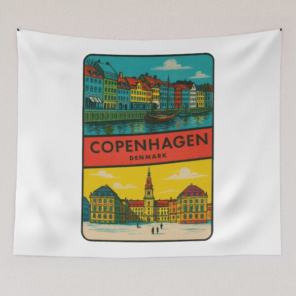 Aperçu de l'œuvre Autocollant de style vintage Copenhague Danemark créée et vendue par Decal Mania.