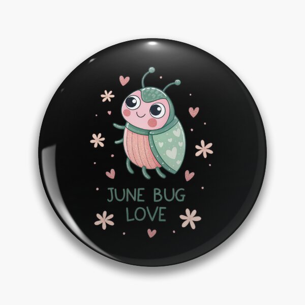 Item preview, Cute June Bug Love Character – Pastel Green Insect with Big Eyes and Whimsical Script designed and sold by VividOrganica.