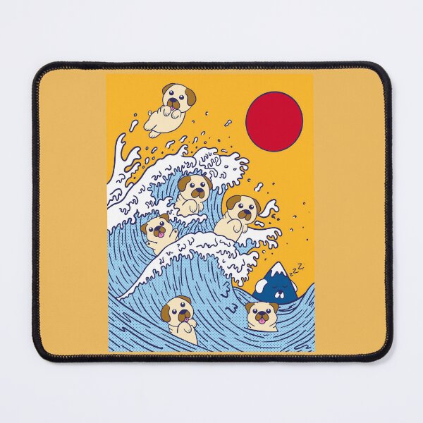 Item preview, The Great Wave Of Pugs - Hokusai Great Wave designed and sold by Paperfly Doodles.