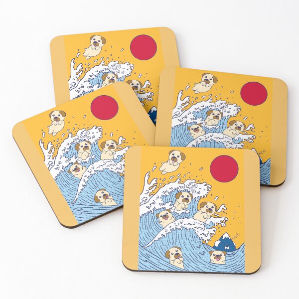 Item preview, The Great Wave Of Pugs - Hokusai Great Wave designed and sold by Paperfly Doodles.