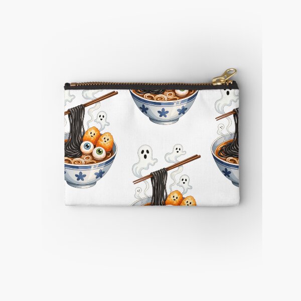 Item preview, Noodles and ghostly treats in a whimsical bowl with chopsticks designed and sold by SpaceartLilu.